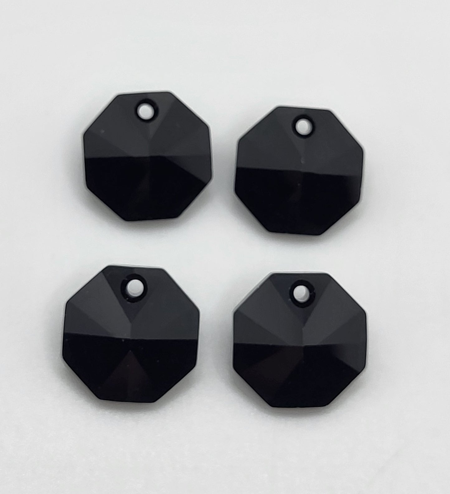 #6401 - 4pc Swarovski Crystal Jet Black 12mm Octagon Pendants; LAST ONE