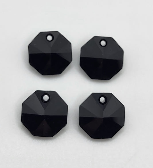 #6401 - 4pc Swarovski Crystal Jet Black 12mm Octagon Pendants; LAST ONE
