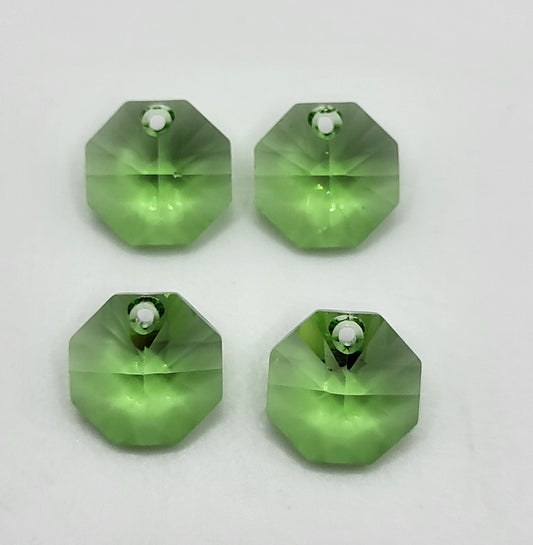 #6401 - 4pc Swarovski Crystal Peridot 12mm Octagon Pendants; LAST ONE