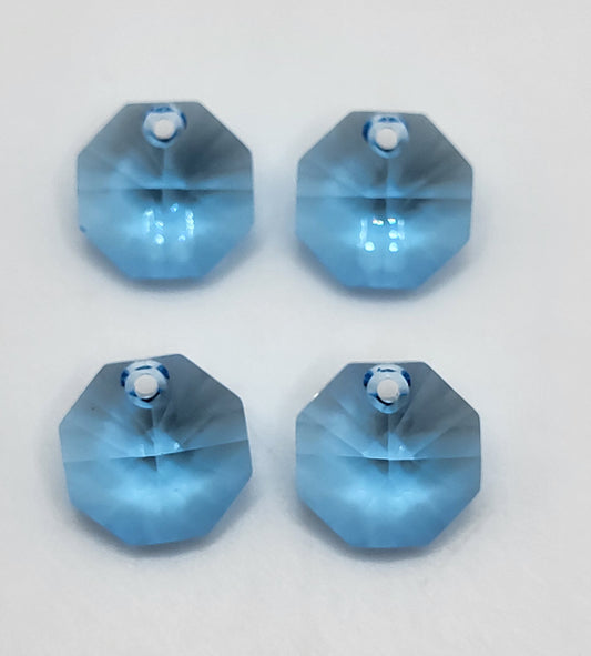 #6401 - 4pc Swarovski Crystal Aquamarine 12mm Octagon Pendants; LAST ONE