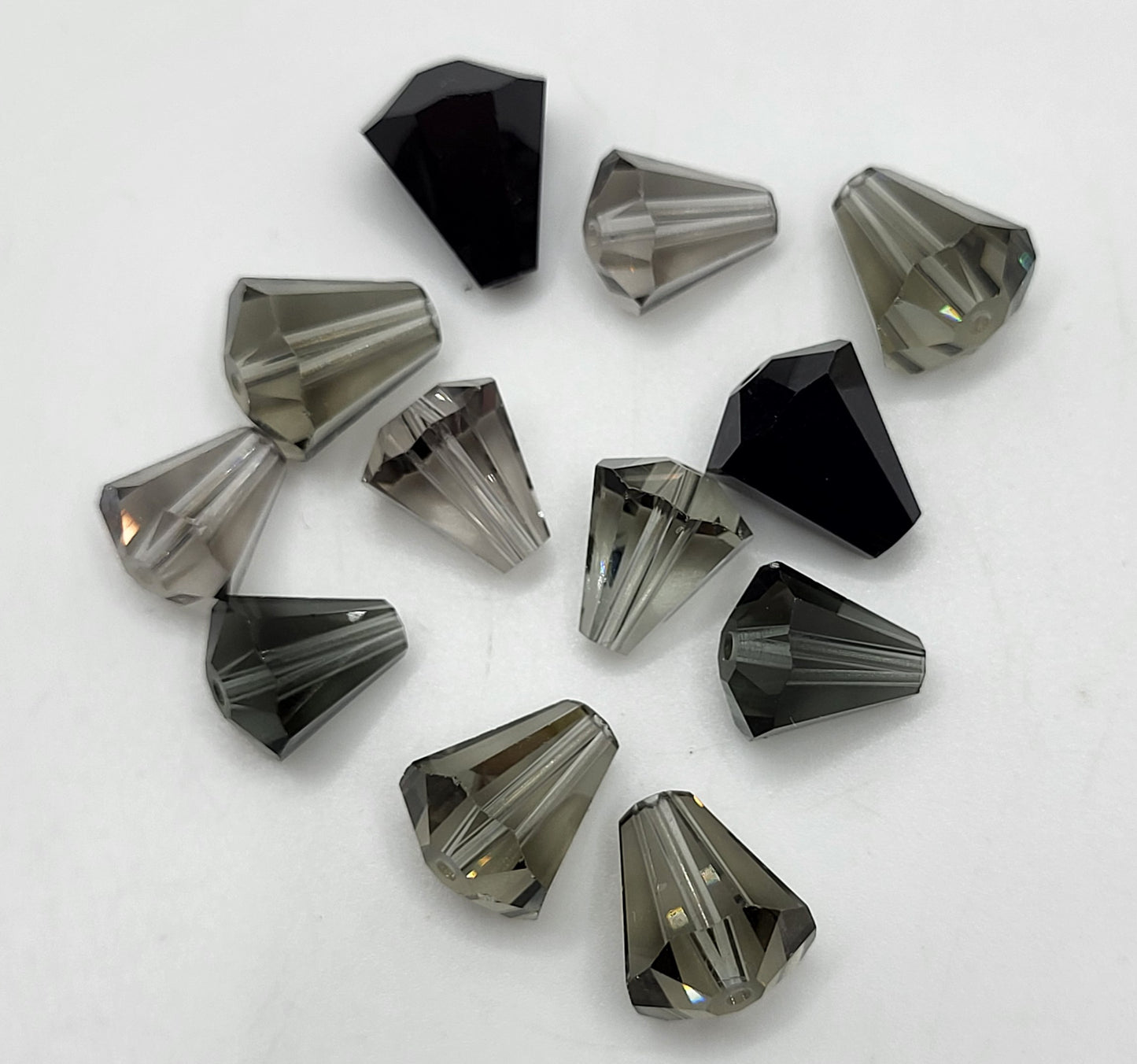 CLEARANCE MIX!  12pc Swarovski Crystal Shades of Gray Cone 5400 Beads