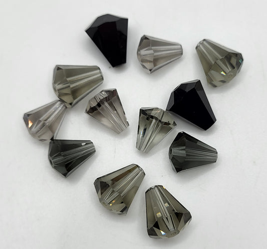 CLEARANCE MIX!  12pc Swarovski Crystal Shades of Gray Cone 5400 Beads