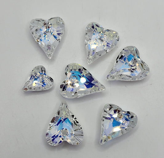 CLEARANCE MIX!  7pc Swarovski Crystal Clear AB Wild Heart 6240 Pendants