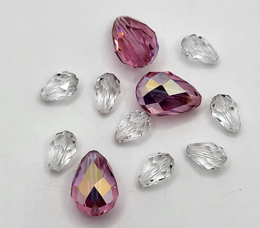 CLEARANCE MIX!  11pc Swarovski Crystal Clear and Rose AB Teardrop 5500 Beads