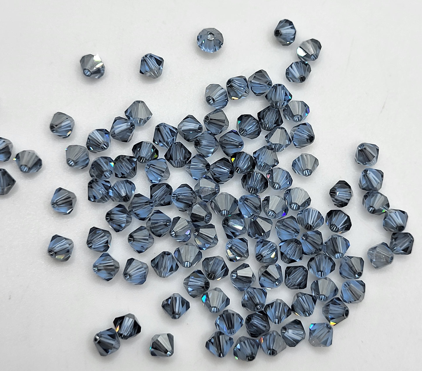 #5328 - Swarovski Crystal 4mm Bicone Beads - Satin Effect; 24pc per pack