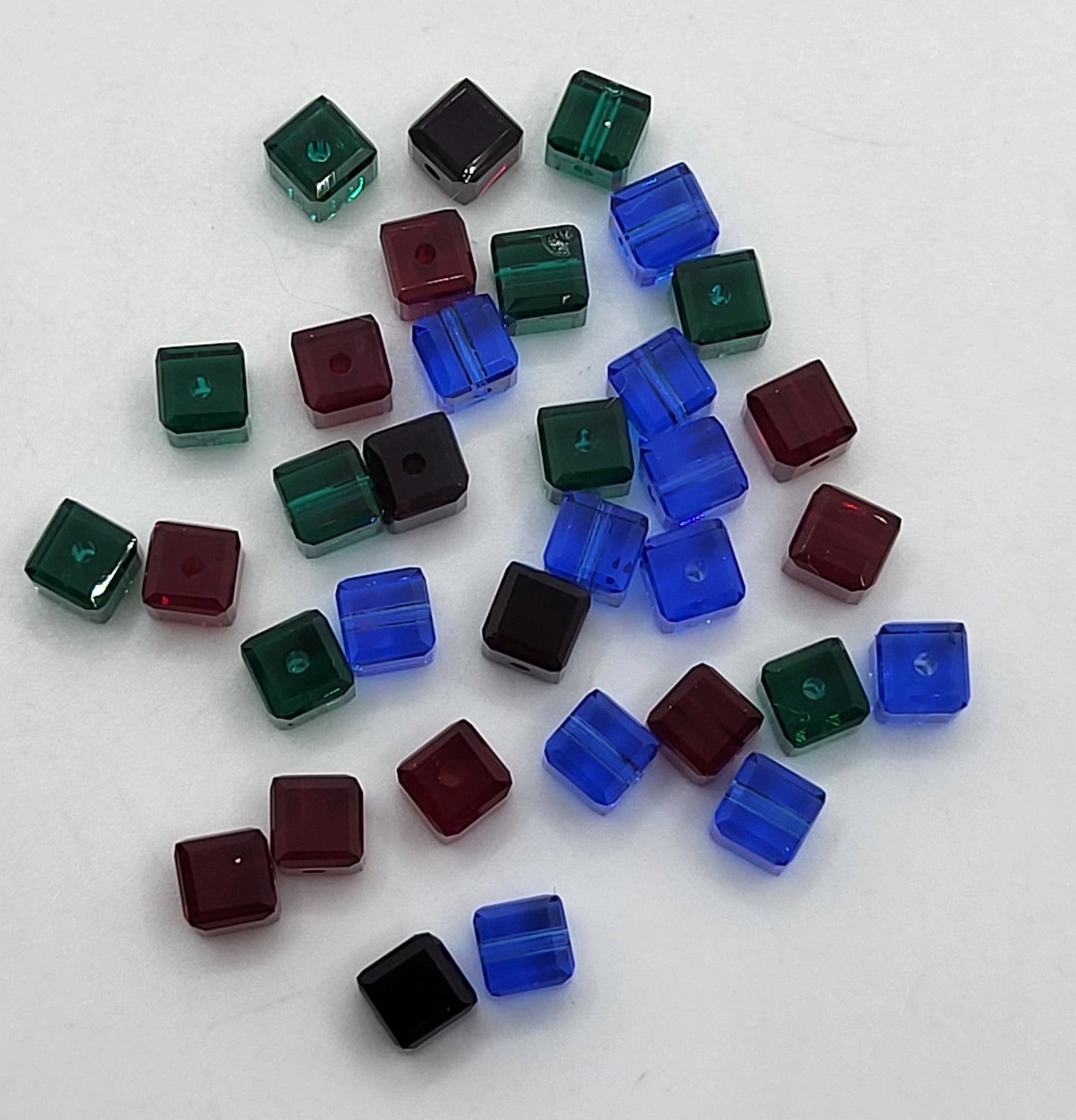 CLEARANCE MIX!  34pc Swarovski Crystal Jewel Tone Colors 4mm Cube 5601 Beads