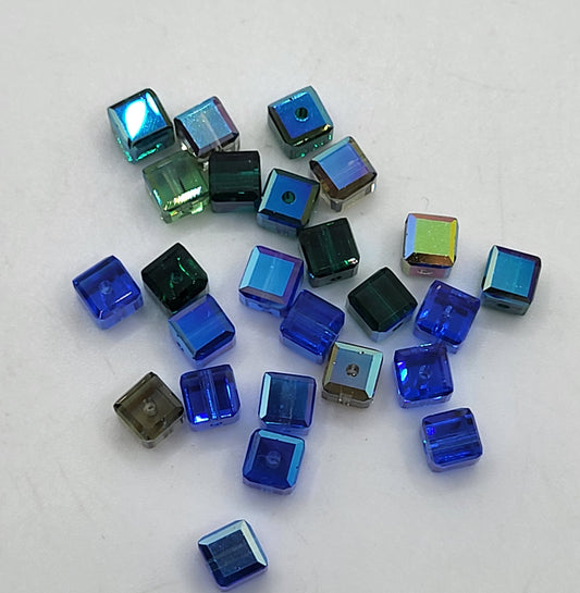 CLEARANCE MIX!  25pc Swarovski Crystal Jewel tone AB Colors 4mm Cube 5601 Beads