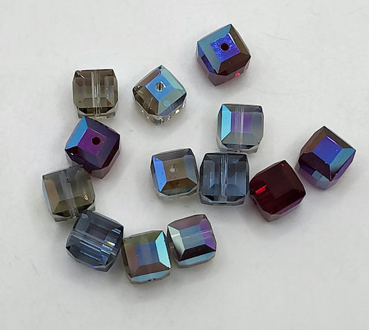 CLEARANCE MIX!  13pc Swarovski Crystal Mixed AB Colors 6mm Cube 5601 Beads