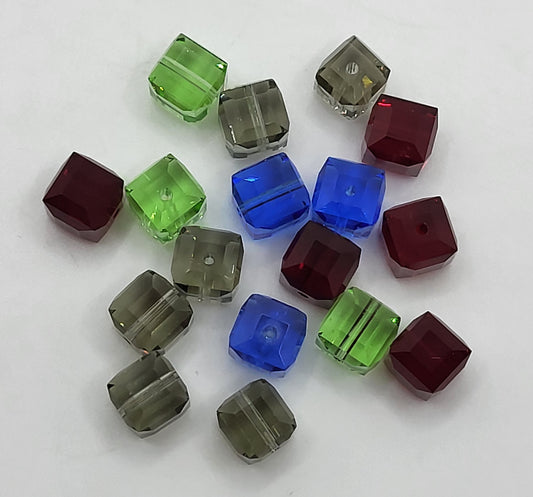 CLEARANCE MIX!  17pc Swarovski Crystal Mixed Colors 6mm Cube 5601 Beads