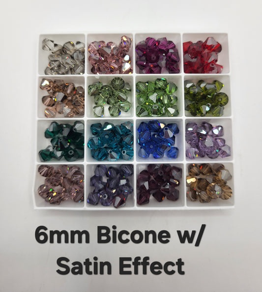 #5328 - Swarovski Crystal 6mm Bicone Beads w/ Satin Finish; 12pc per pack