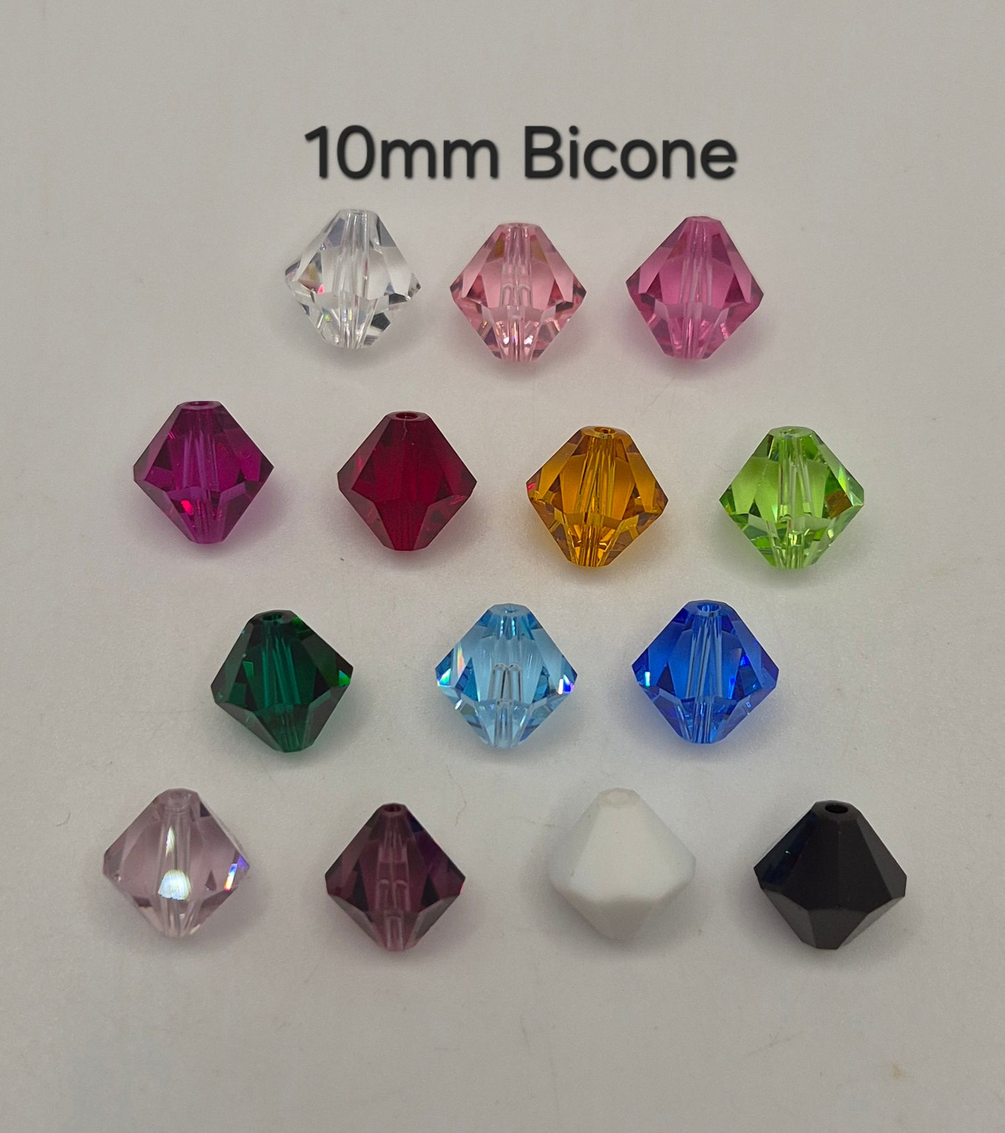 #5328 - Swarovski Crystal 10mm Bicone Beads; Classic Colors; 6pc per pack