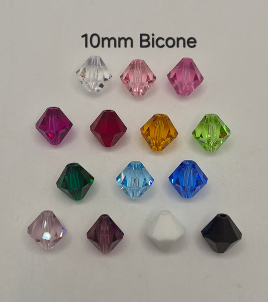 #5328 - Swarovski Crystal 10mm Bicone Beads; Classic Colors; 6pc per pack