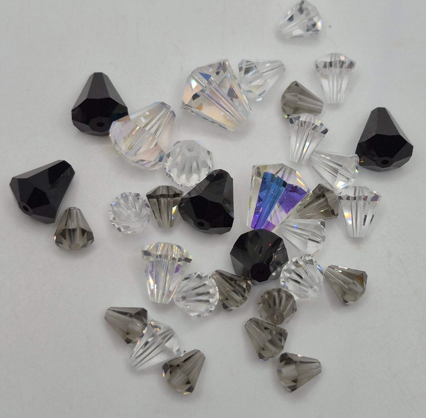 CLEARANCE MIX!  32pc Swarovski Crystal Black/ Clear Cone 5400 Beads