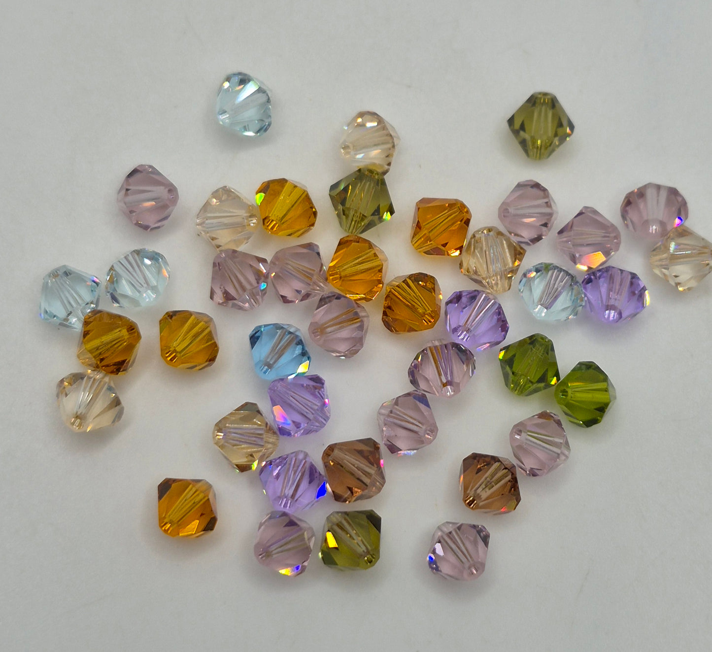 CLEARANCE MIX!  41pc Swarovski Crystal Mixed Light Dusty Colors 6mm Bicone Beads; LAST ONE