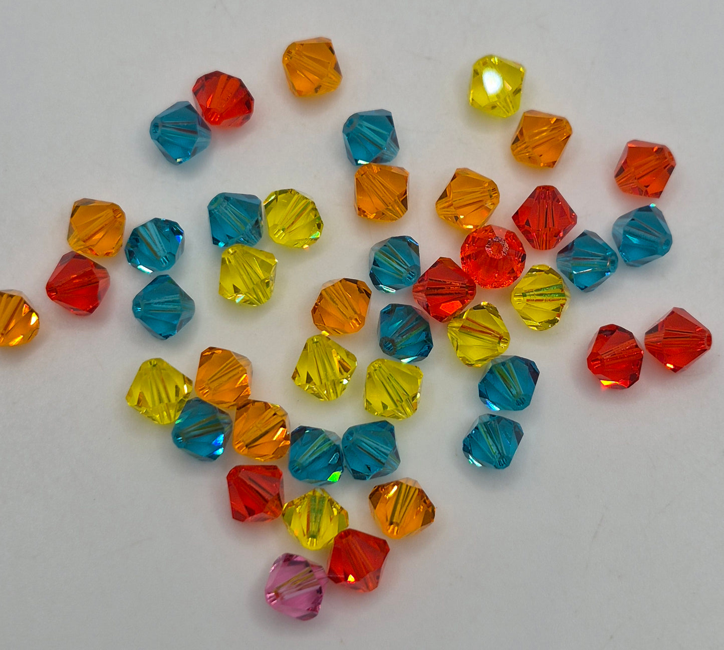 CLEARANCE MIX!  44pc Swarovski Crystal Mixed Bright Colors 6mm Bicone Beads; LAST ONE