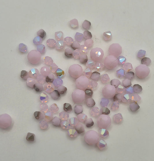 CLEARANCE MIX!  92pc Swarovski Crystal Opal & Opaque Light Pinks Bead Mix; LAST ONE