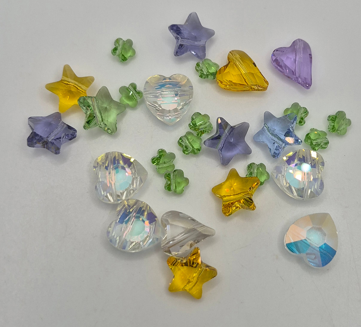 CLEARANCE MIX!  27pc Swarovski Crystal Heart, Flower, and Star Bead Mix