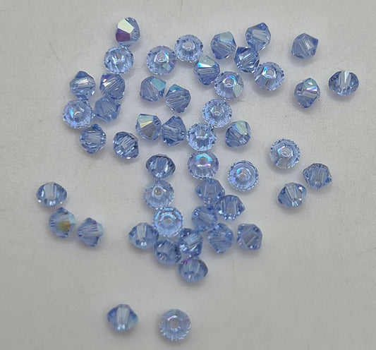 #5328 - 48pc Swarovski Crystal Light Sapphire AB 3mm Bicone Beads; LAST ONE