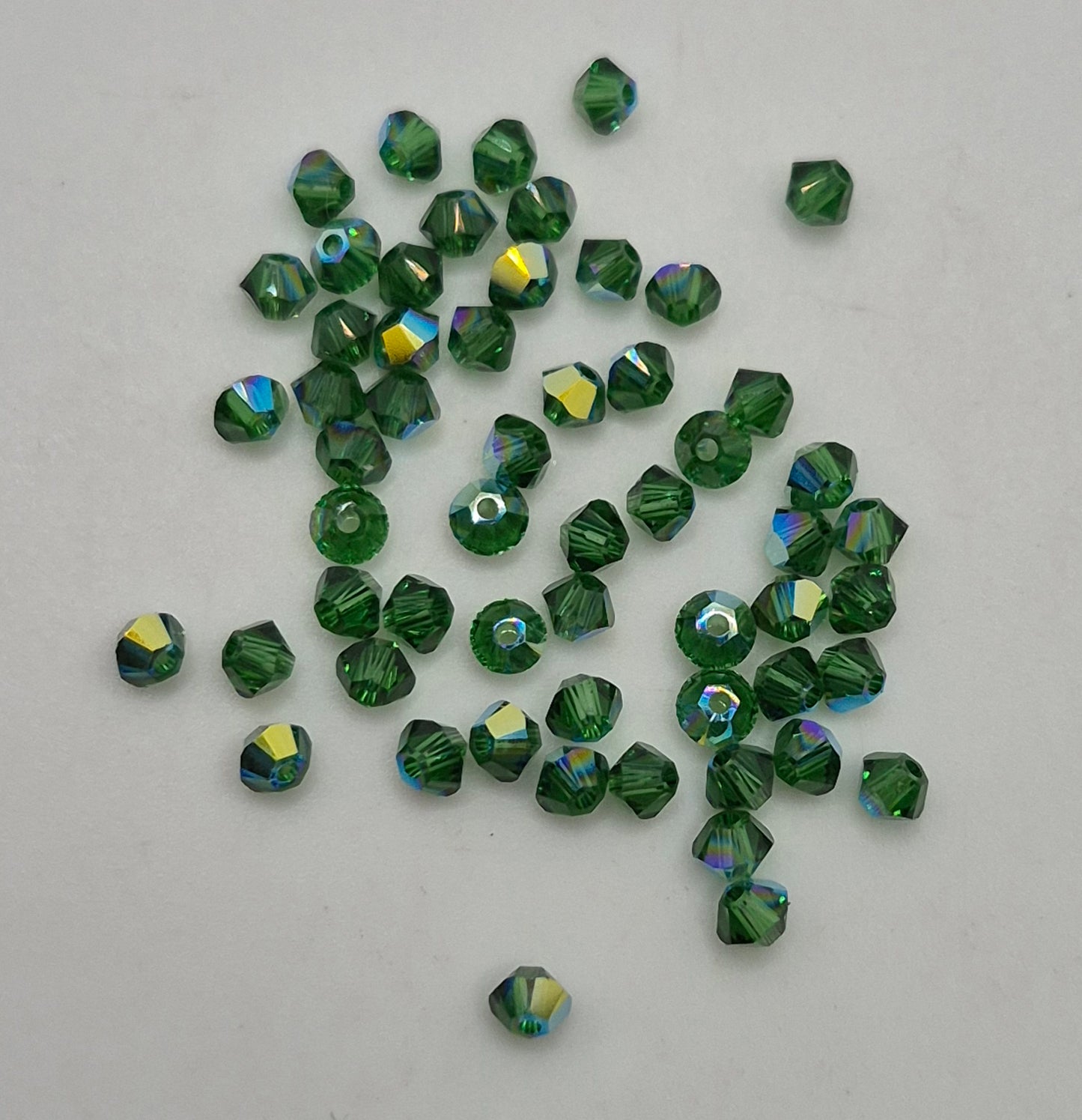#5328 - 48pc Swarovski Crystal Dark Moss Green AB 3mm Bicone Beads; LAST ONE
