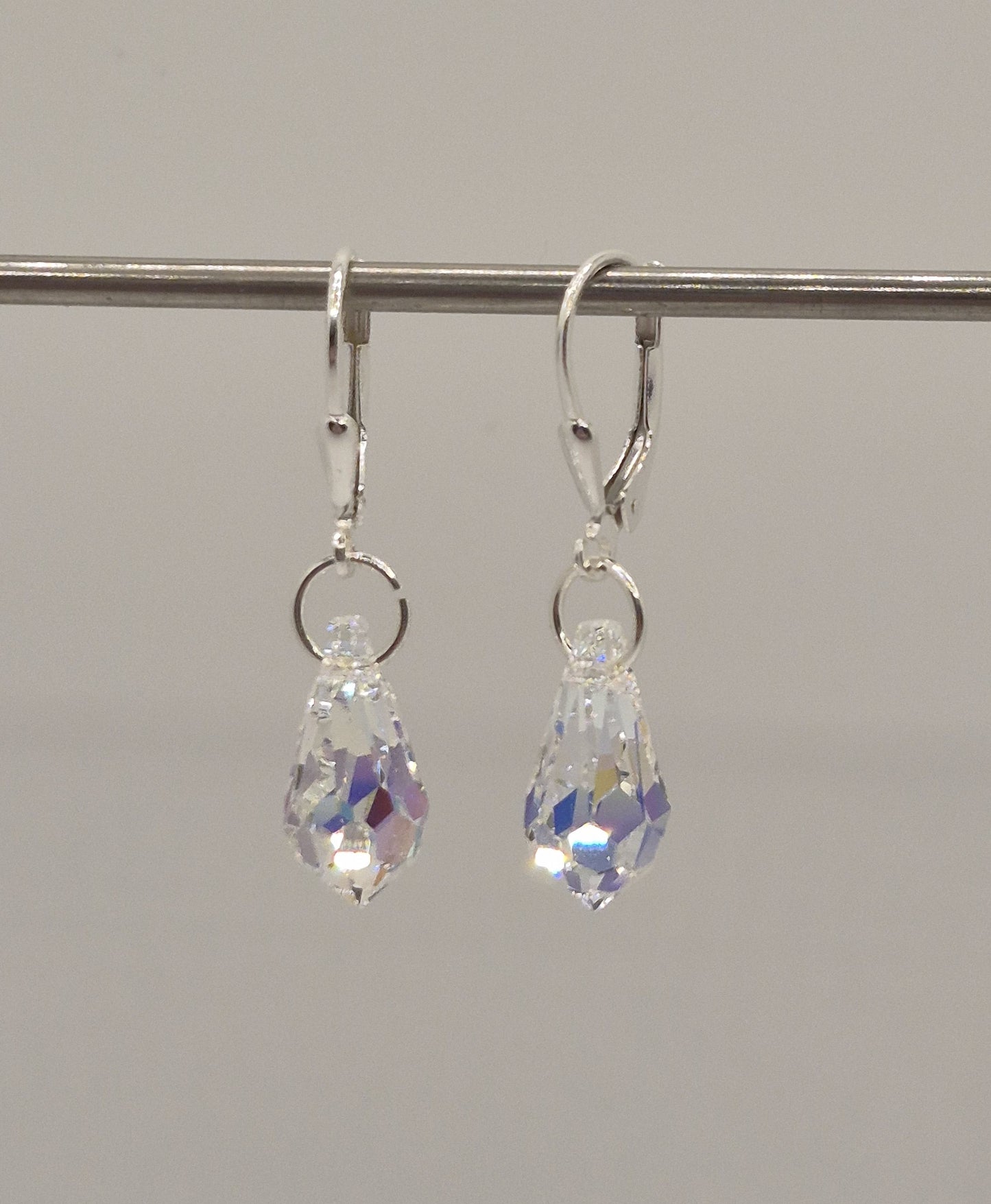 Sterling Silver Earrings - Swarovski Crystal Teardrop Pendants; Many Colors!!