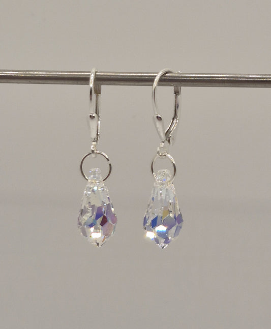 Sterling Silver Earrings - Swarovski Crystal Teardrop Pendants; Many Colors!!