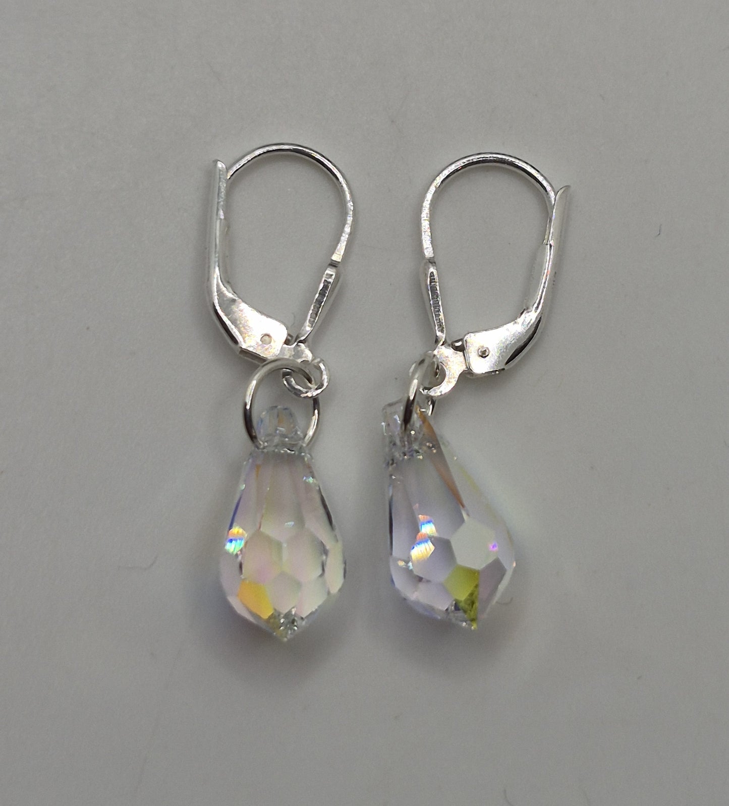 Sterling Silver Earrings - Swarovski Crystal Teardrop Pendants; Many Colors!!