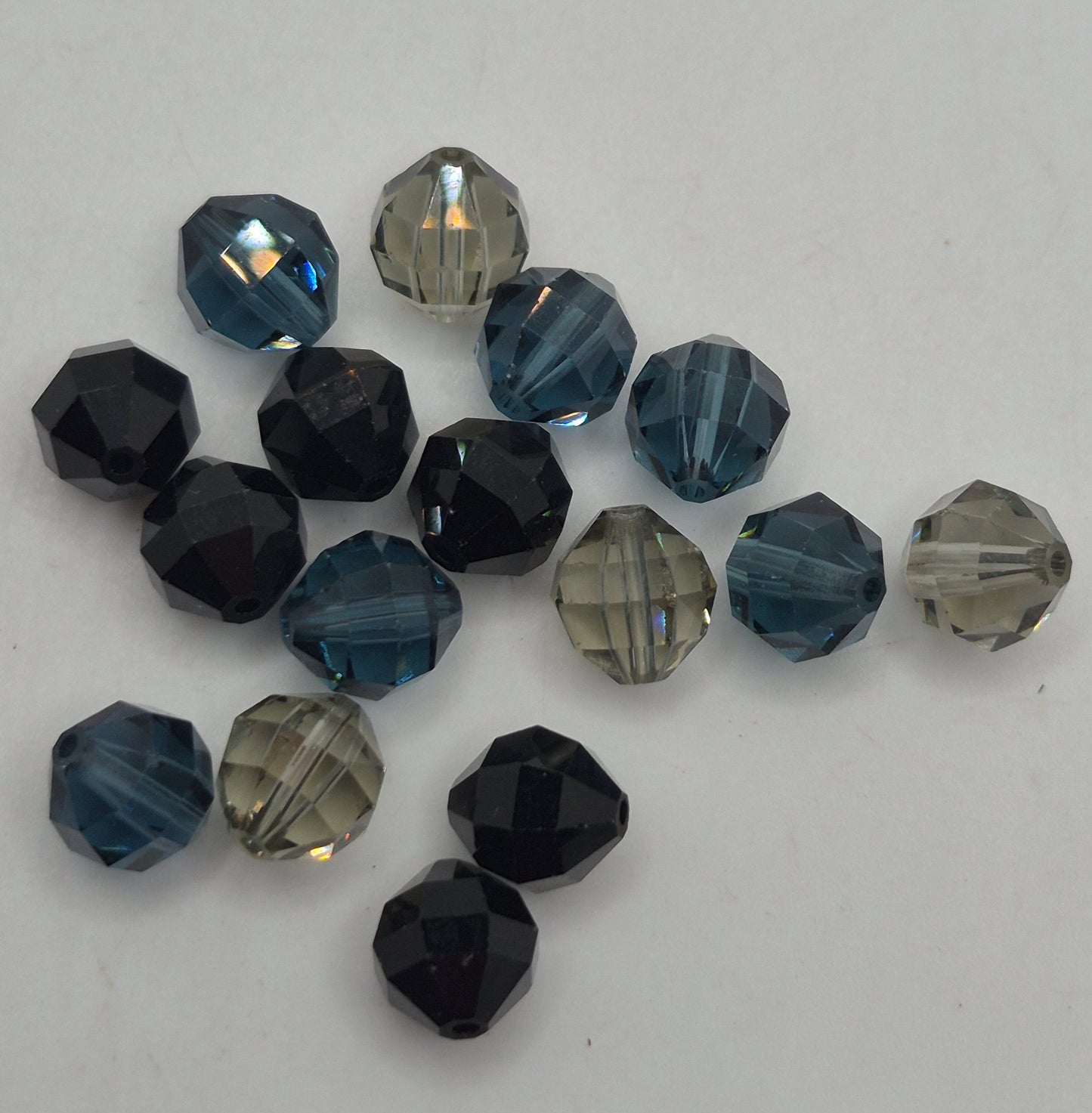 CLEARANCE MIX!  16pc Swarovski Crystal 8mm Round 5005 Beads; Montana, Jet, Black Diamond