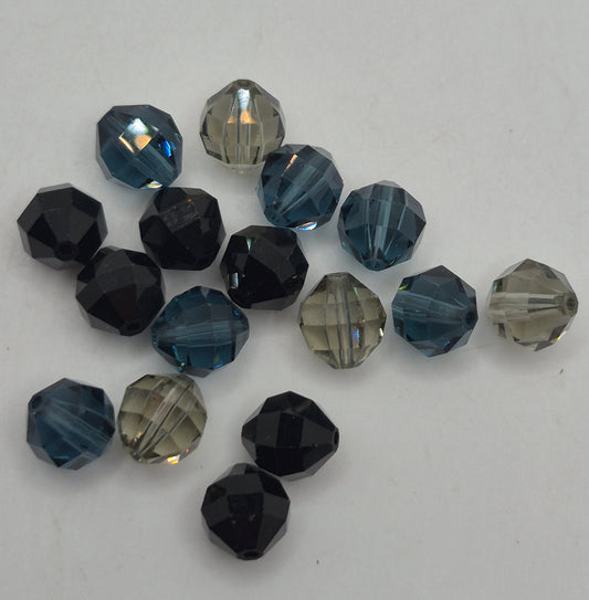 CLEARANCE MIX!  16pc Swarovski Crystal 8mm Round 5005 Beads; Montana, Jet, Black Diamond