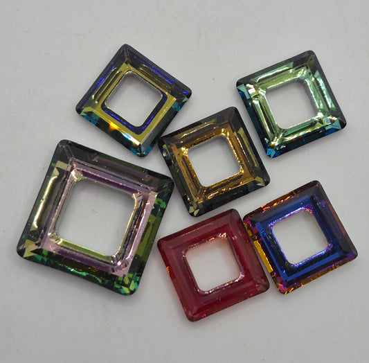 CLEARANCE MIX!  6pc Swarovski Crystal Mixed Colors Cosmic Square 4439 Fancy Stones