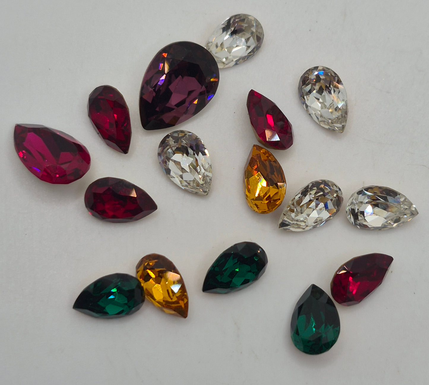 CLEARANCE MIX!  16pc Swarovski Crystal Pear 4320 Fancy Stones; Mixed Colors