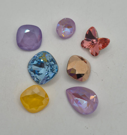CLEARANCE MIX!  7pc Swarovski Crystal Pointed Back Fancy Stones; Mixed Shapes & Colors