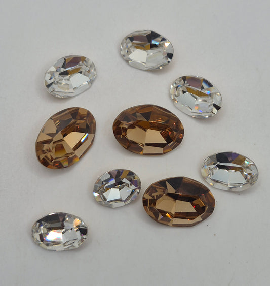 CLEARANCE MIX!  9pc Swarovski Crystal Oval 4100 Fancy Stones; Mixed Colors