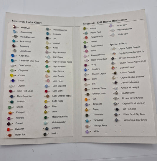 Color Guide - Swarovski Crystal Bicone 5301 Beads
