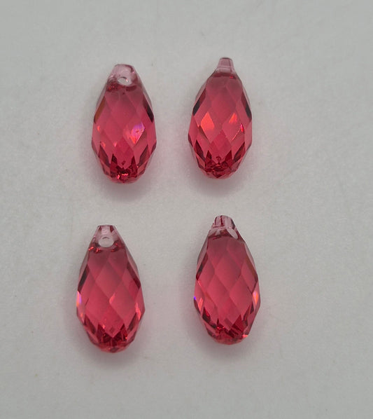 #6010 - 4pc Swarovski Crystal Padparadscha 11mm Briolette Pendants; LAST ONE