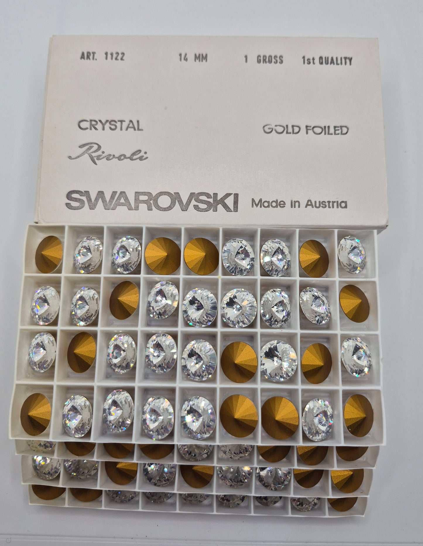 #1122 - Factory Pack Swarovski Crystal Clear 14mm Rivoli Chatons; 144pc