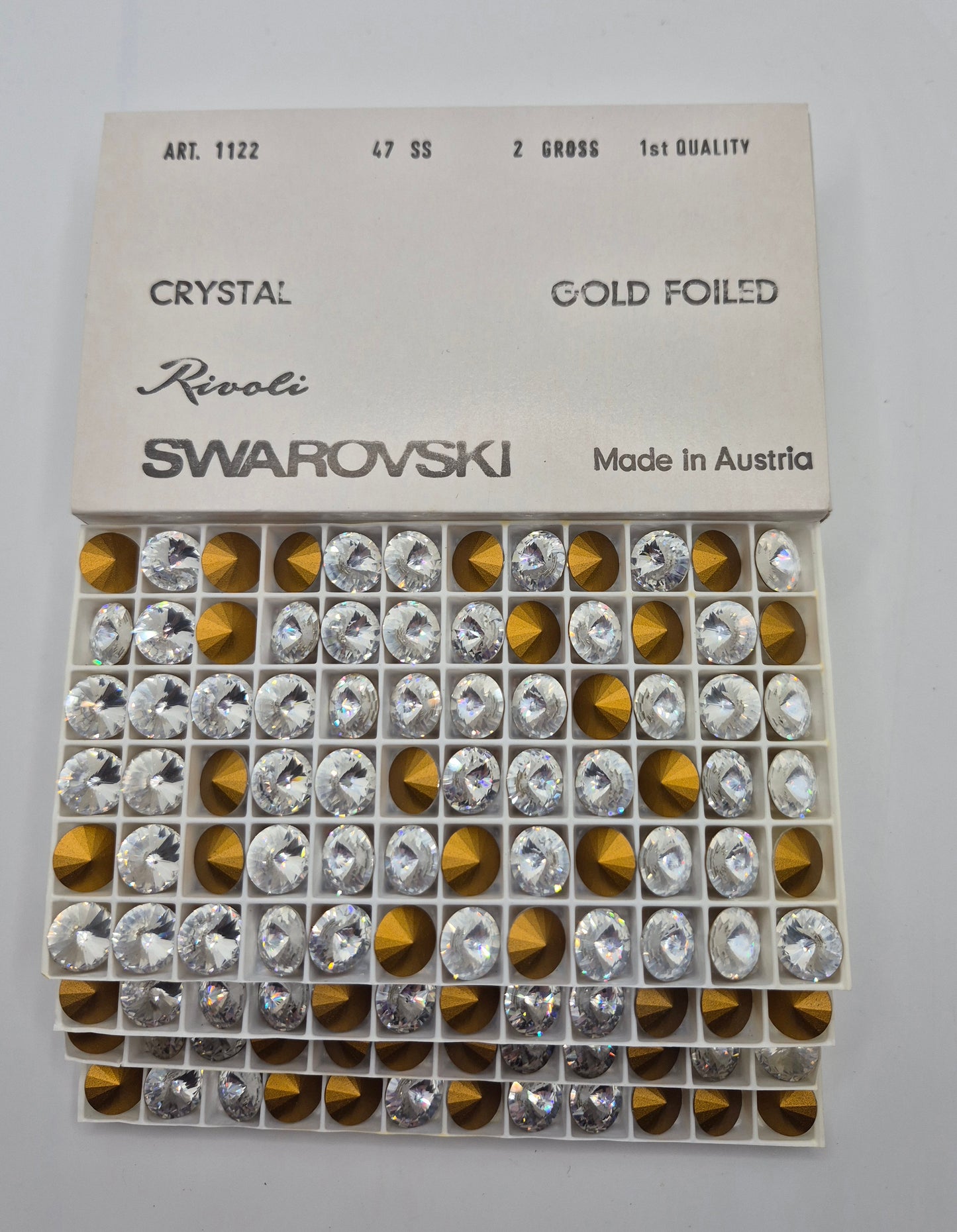 #1122 - Factory Pack Swarovski Crystal Clear ss47 Rivoli Chatons; 288pc