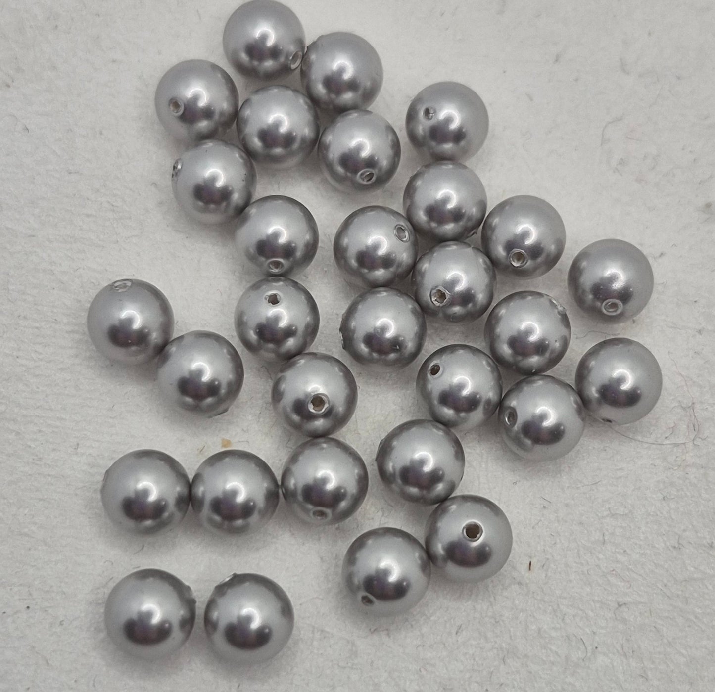 #5810 - 30pc Swarovski Crystal Light Gray 6mm Round Pearl Beads; LAST ONE