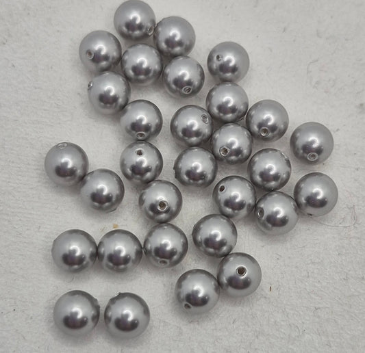 #5810 - 30pc Swarovski Crystal Light Gray 6mm Round Pearl Beads; LAST ONE