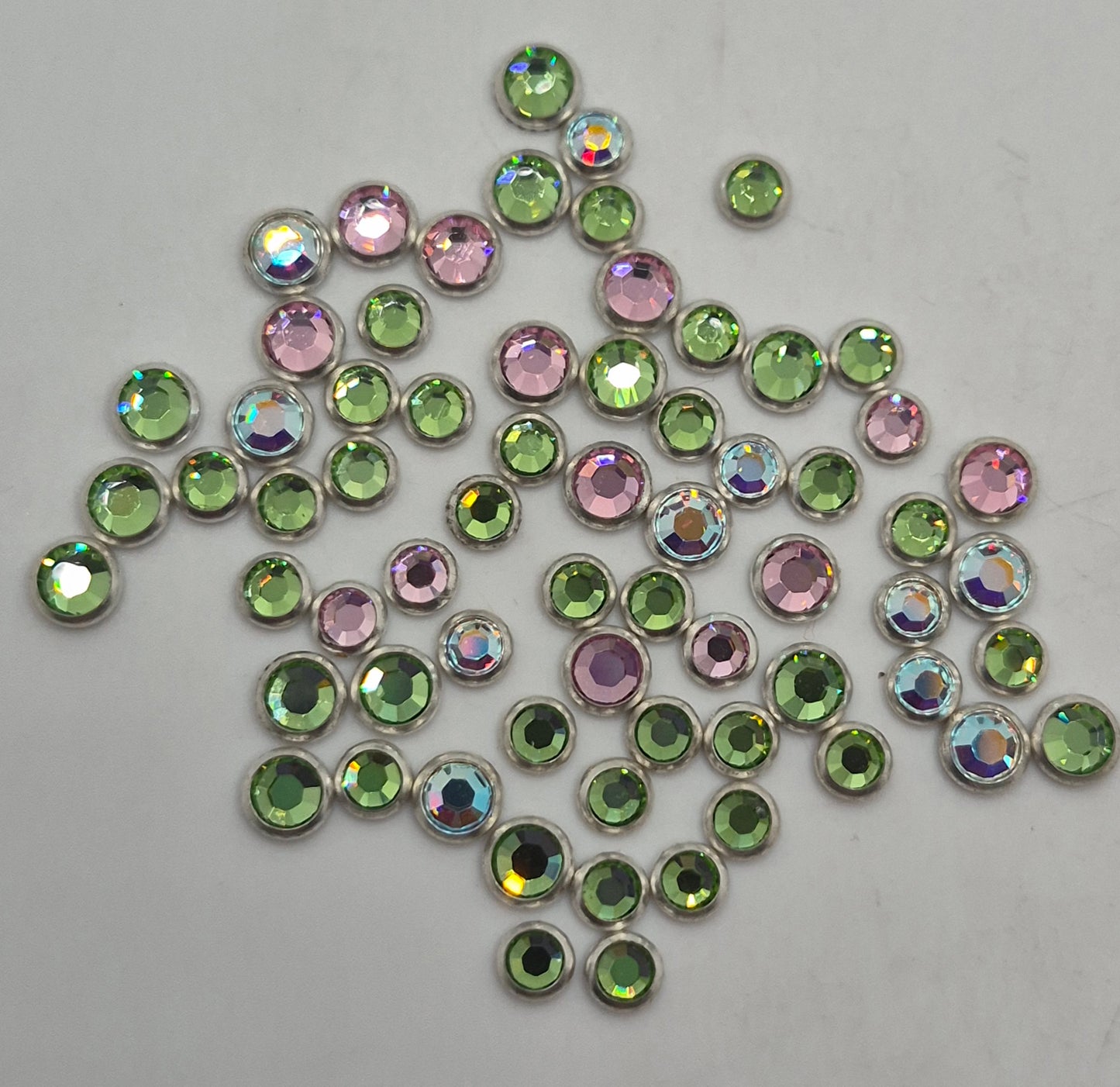 CLEARANCE MIX!  67pc Swarovski Crystal Silver Rimmed Flatback Rhinestones