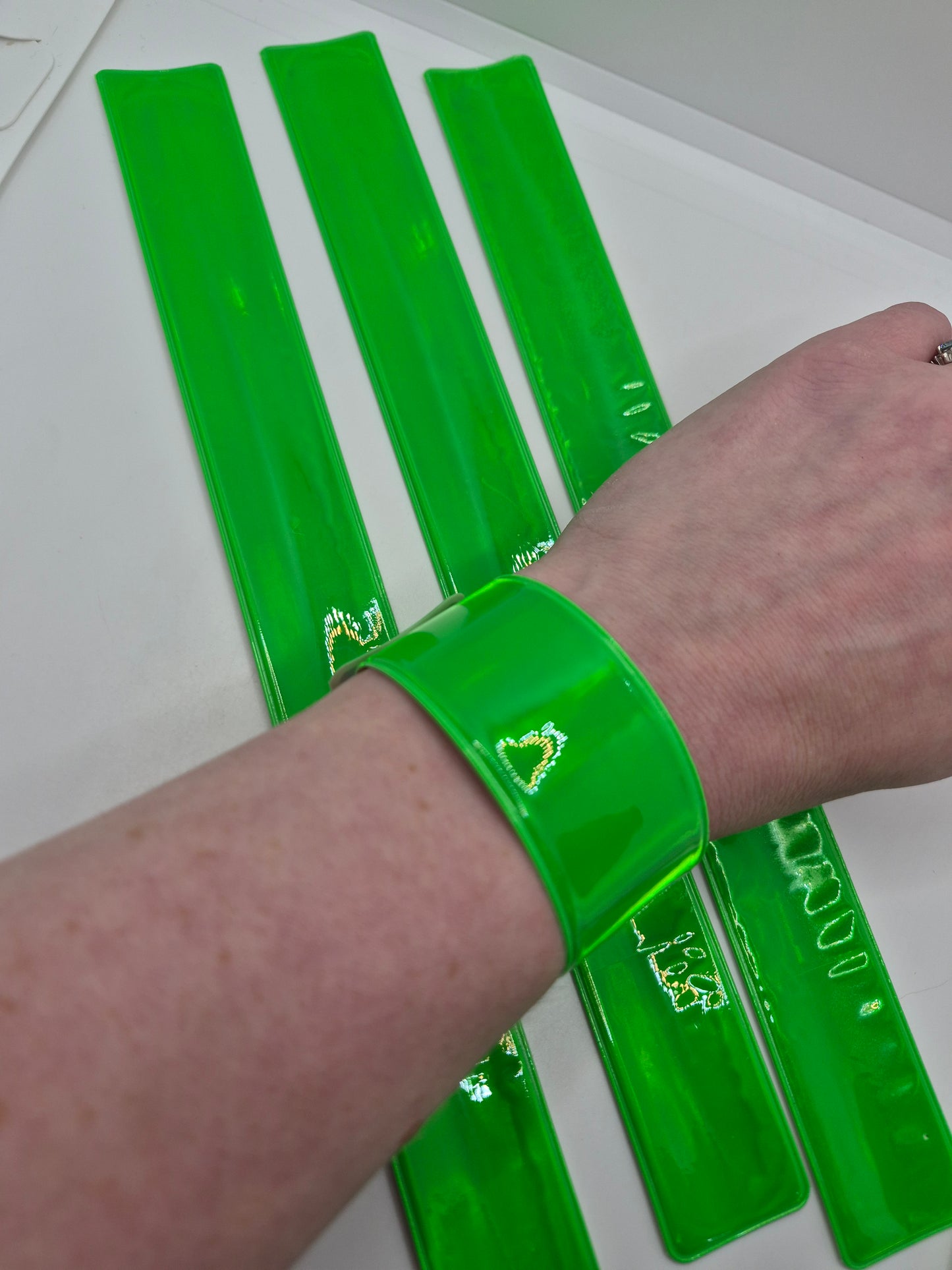 AMAZING DEAL!  4-pack Neon Green Slap On Bracelets