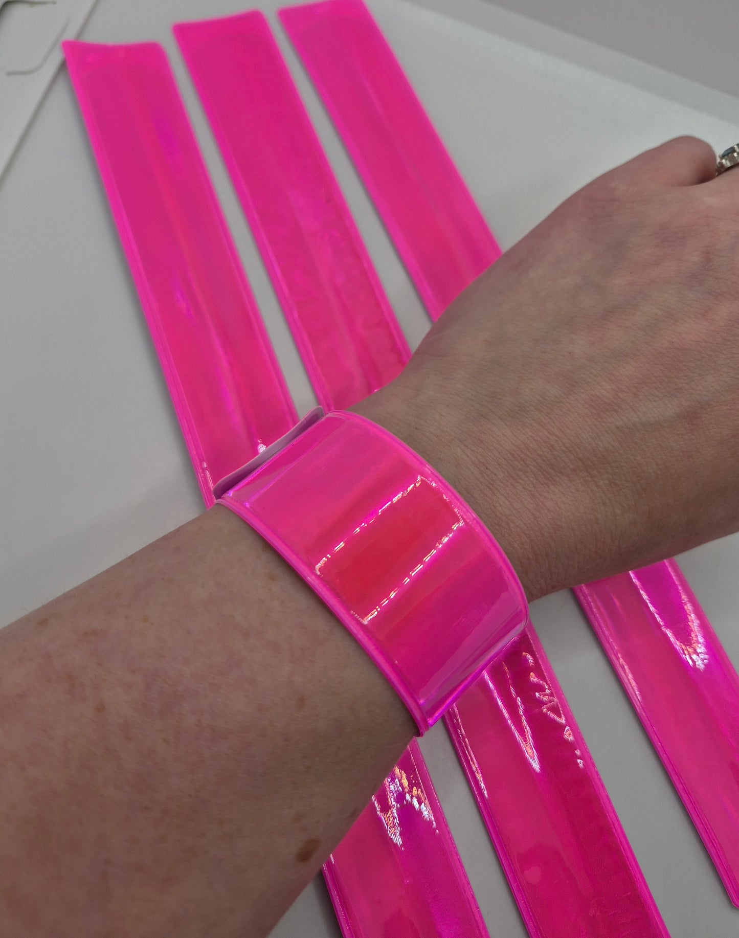 AMAZING DEAL!  4-pack Neon Pink Slap On Bracelets