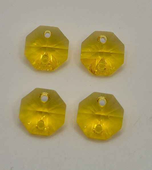 #6404 - 4pc Swarovski Crystal Light Topaz 12mm 2 Hole Octagons; LAST ONE