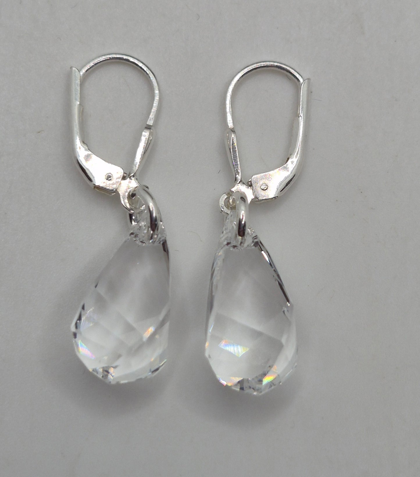 Sterling Silver Earrings - Swarovski Crystal Clear Helix Pendant; LAST ONE