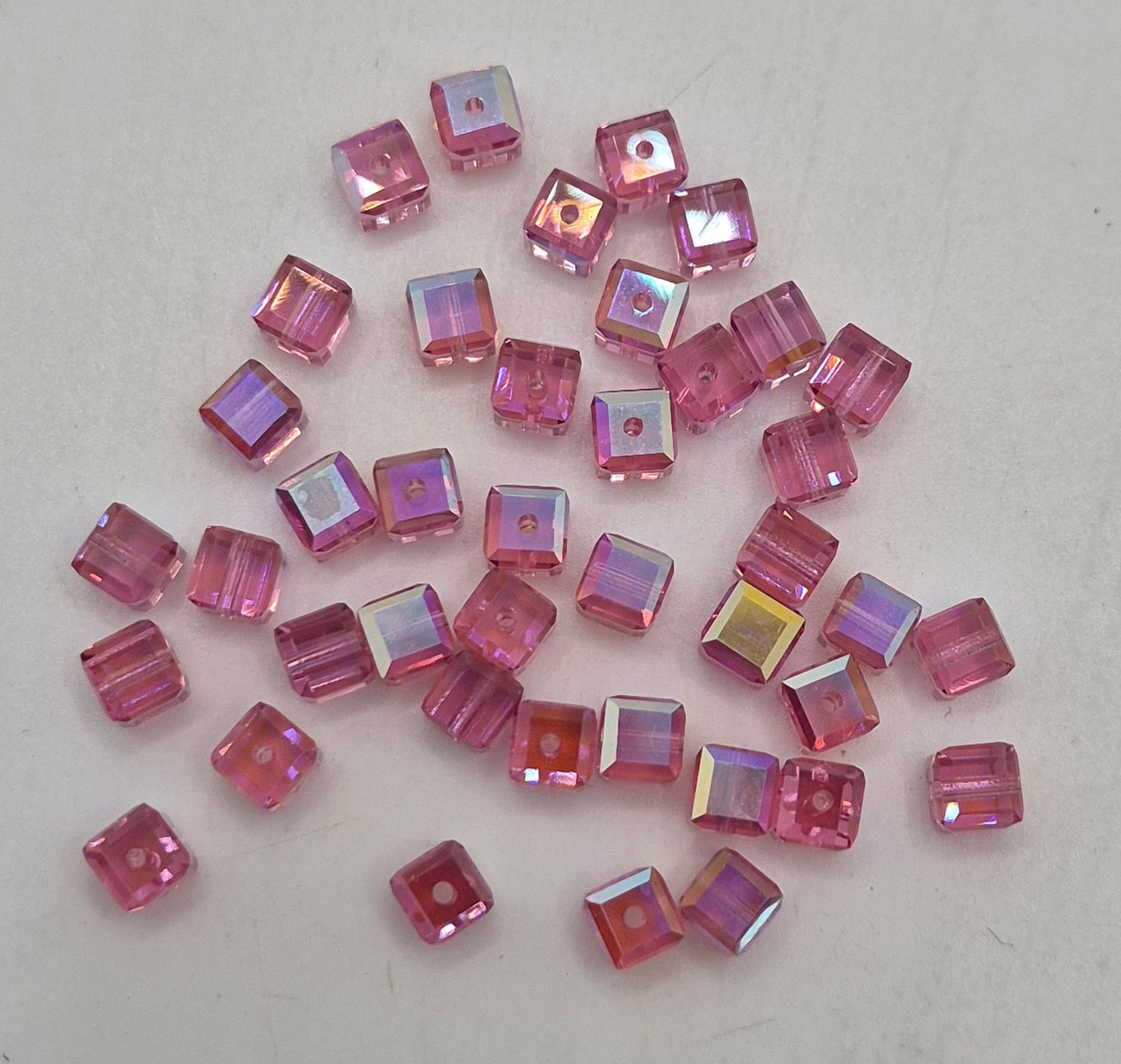 #5601 - Swarovski Crystal 4mm Faceted Cube Beads w/ AB Finish; 12pc per pack