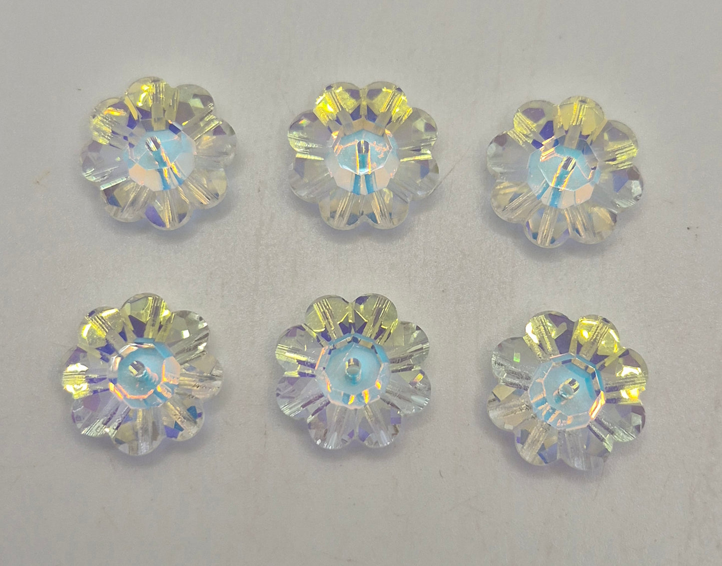 #3700 -6pc Swarovski Crystal Clear AB 14mm Margarita Flower Beads; Buttons; LAST ONE