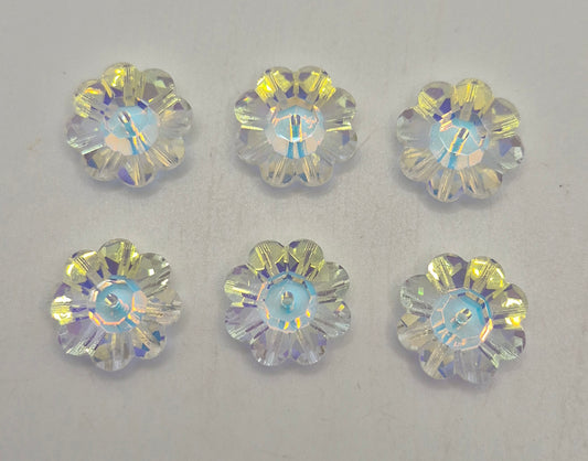 #3700 -6pc Swarovski Crystal Clear AB 14mm Margarita Flower Beads; Buttons; LAST ONE