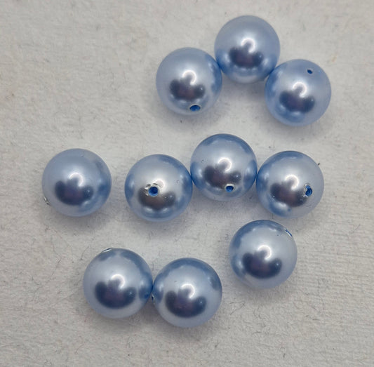 #5810 -10pc Swarovski Crystal Light Blue 10mm Round Pearl Beads; LAST ONE