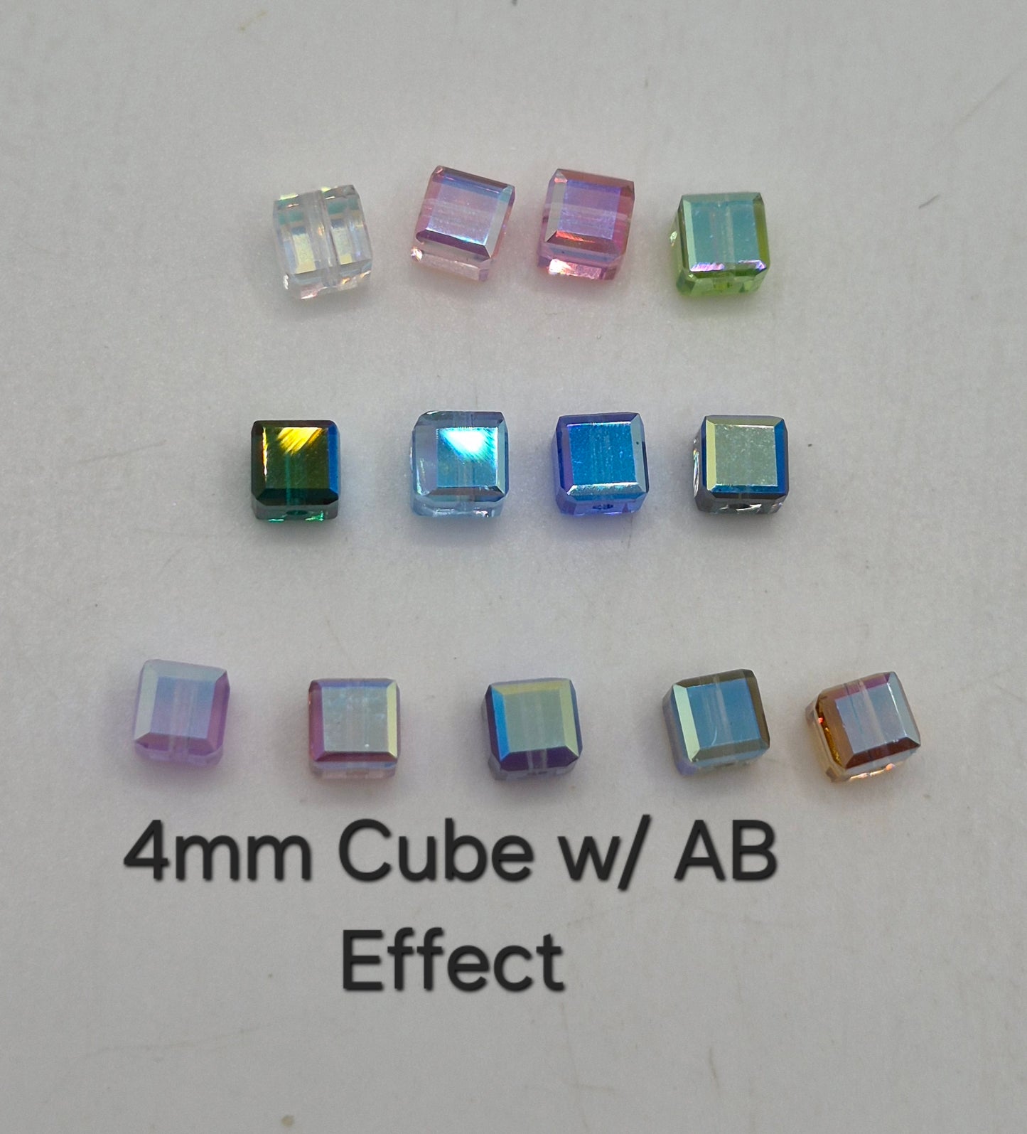 #5601 - Swarovski Crystal 4mm Faceted Cube Beads w/ AB Finish; 12pc per pack