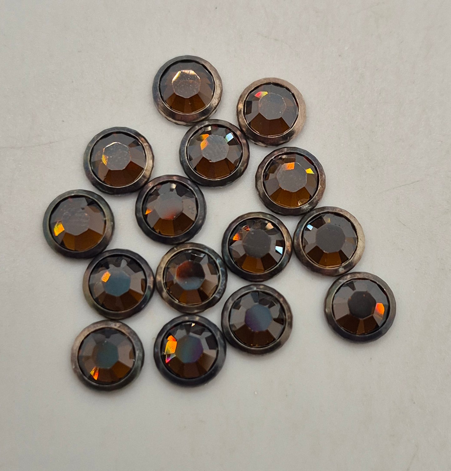 #2029 - Swarovski Crystal Silver Rimmed ss34 Round Rhinestones; Hotfix; 12pc per pack
