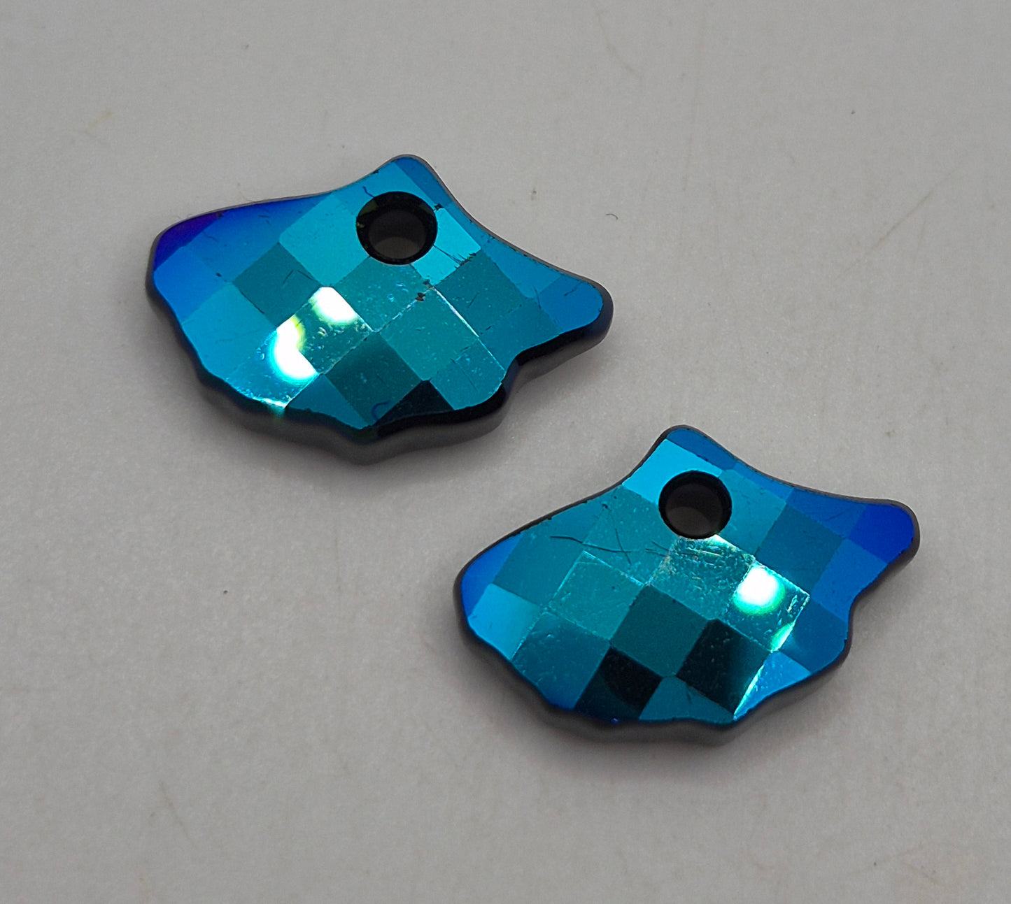 #6900 - 2pc Swarovski Crystal Jet AB 13.5x20mm Ginko Pendants; LAST ONE